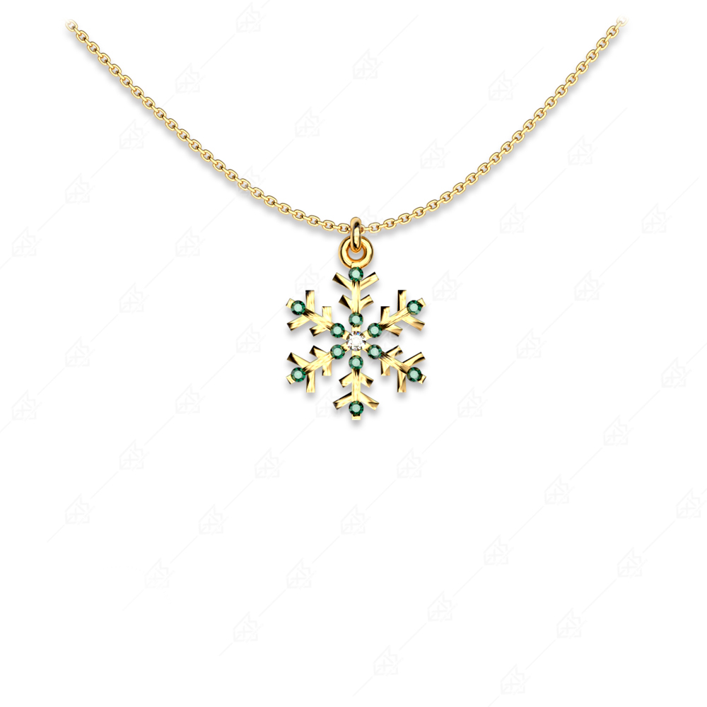 Snowflake necklace silver 925 yellow gold plated