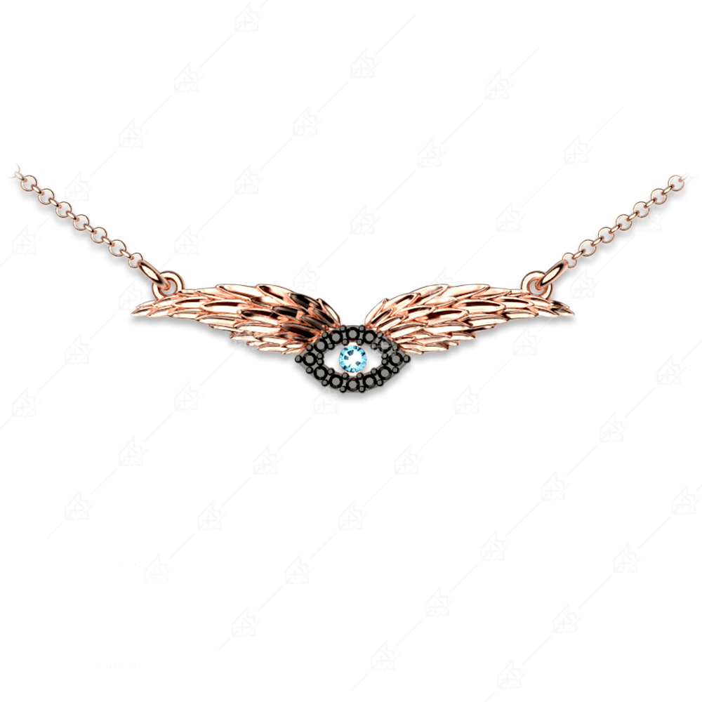 Eye necklace with wings 925 silver gold plated