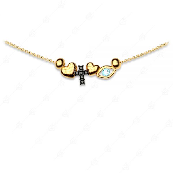Elegant necklace with eyelet and cross silver 925 yellow gold plated