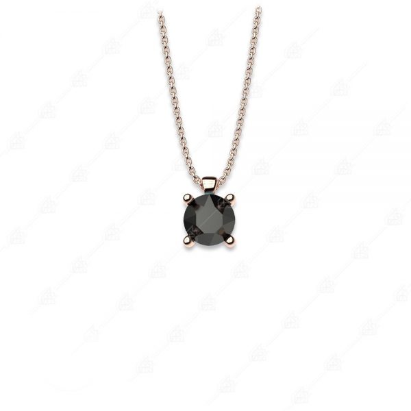 Single stone with black crystal silver 925 rose gold plated