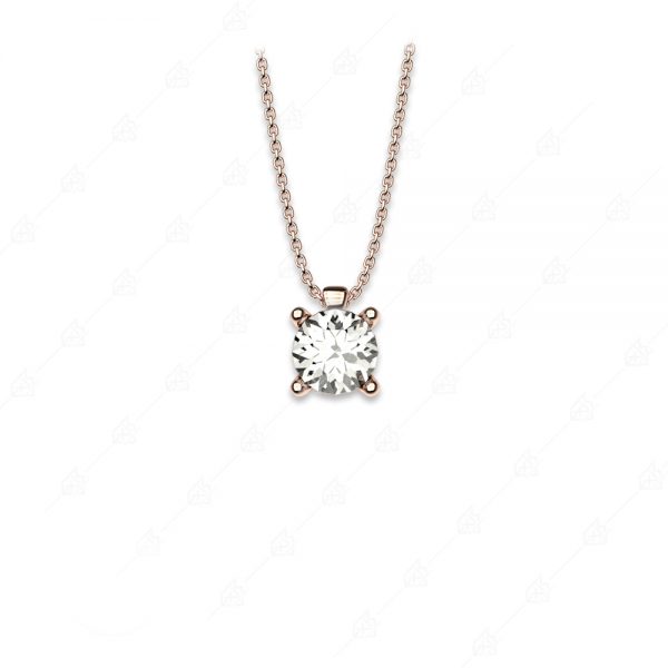 Single stone with white crystal silver 925 rose gold plated