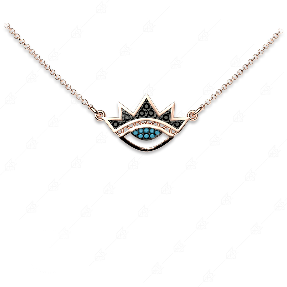 Impressive eye necklace with 925 silver rose gold plated