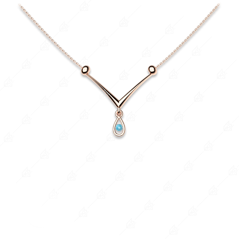 Elegant necklace with teardrop silver 925 rose gold plated