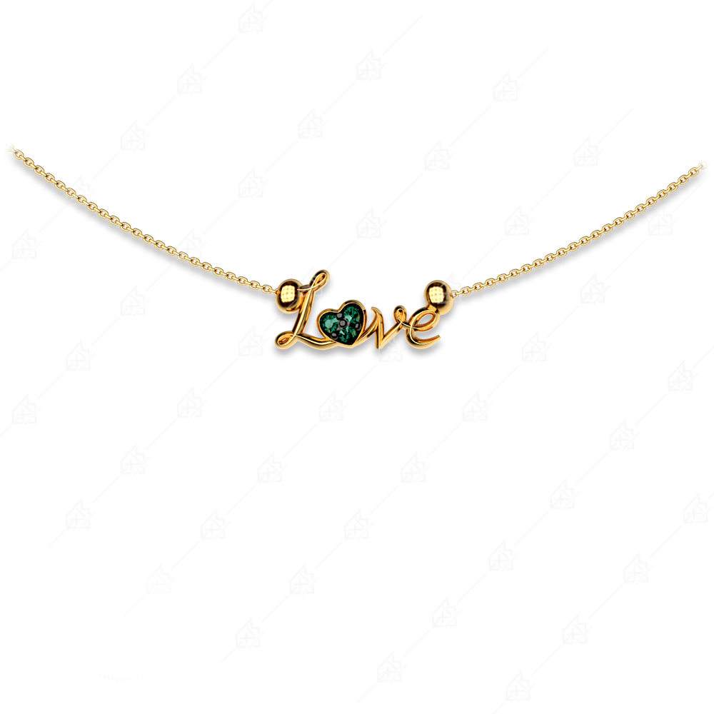 Necklace badge love silver 925 gold plated