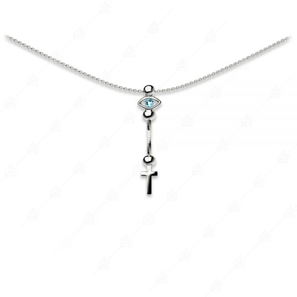 Distinctive eye necklace with 925 silver cross