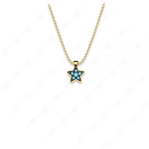 Turquoise star necklace silver 925 yellow gold plated