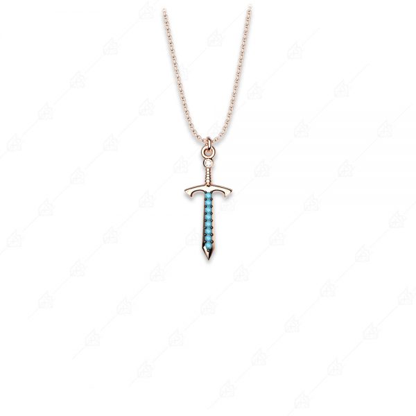 Sword necklace silver 925 rose gold plated