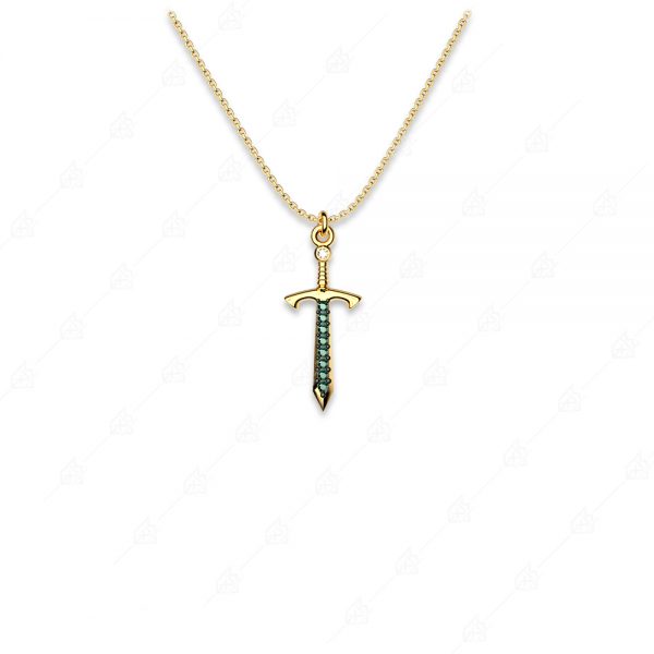 Sword necklace silver 925 yellow gold plated