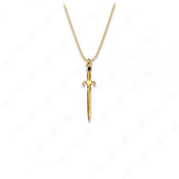 Fine Necklace Sword Silver 925 Yellow Gold Plated