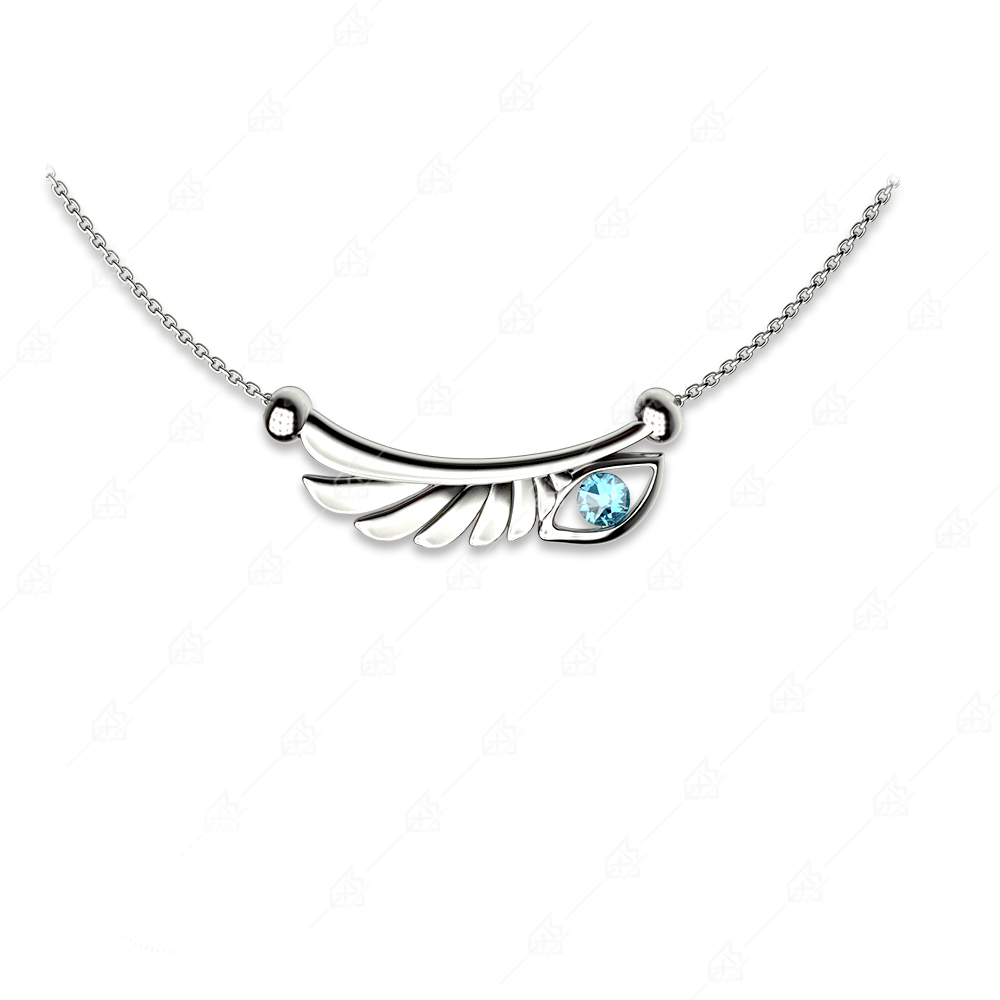 Eye necklace with silver feather 925