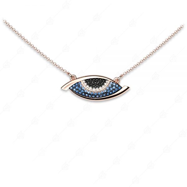 Necklace with impressive eye 925 silver gold plated