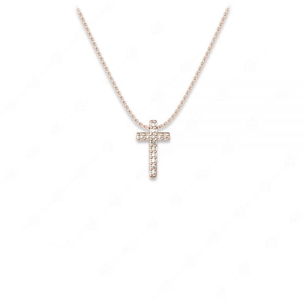 Necklace with white cross silver 925 rose gold plated