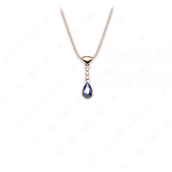 Elegant necklace with purple tear silver 925 rose gold plated