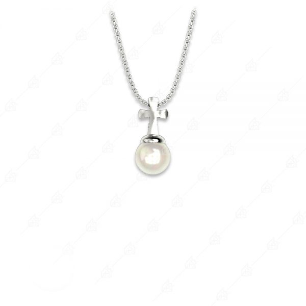 Pearl necklace with 925 silver cross
