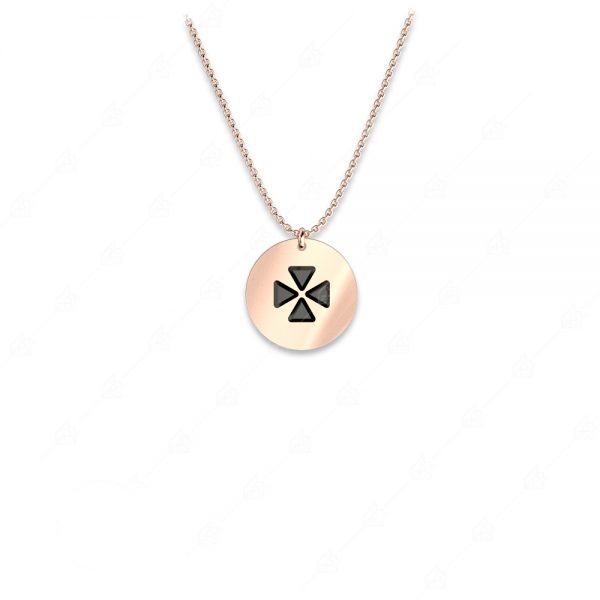 Round plate necklace with 925 silver cross gold plated
