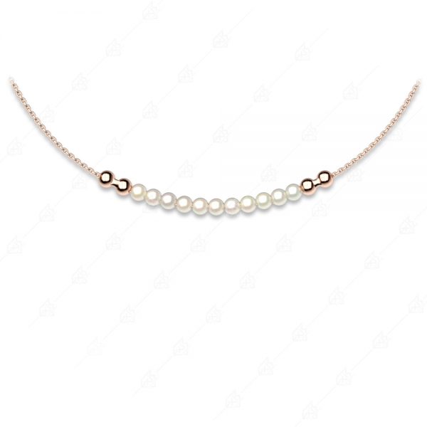 Necklace with distinctive pearls white silver 925 rose gold plated