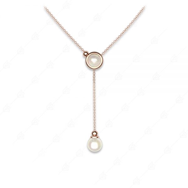 Special necklace with two pearls silver 925 rose gold plated