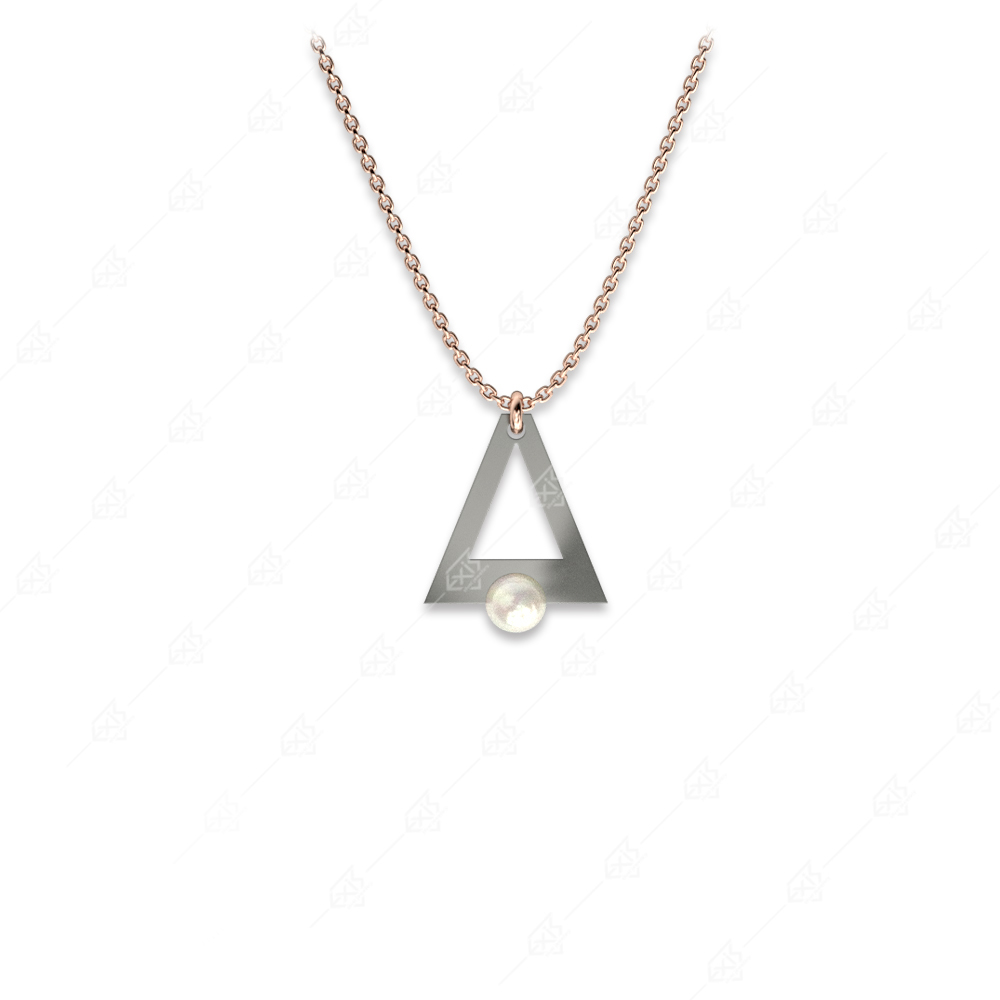 Triangle necklace with pearl silver 925 rose gold plated