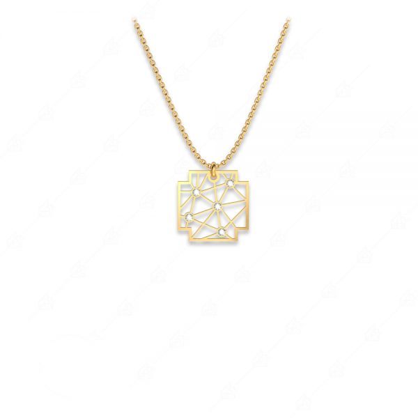 Perforated cross necklace silver 925 yellow gold plated
