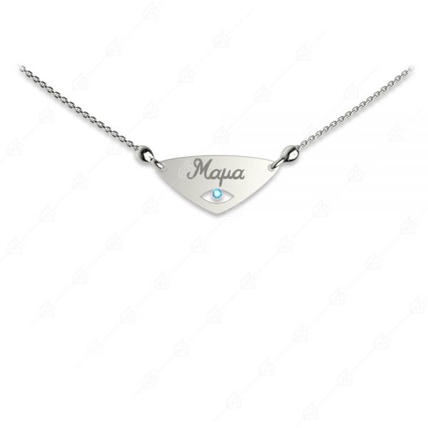 Triangle mom necklace with 925 silver eye