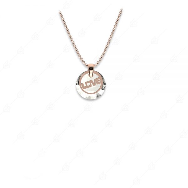 Love necklace with round crystal silver 925 rose gold plated
