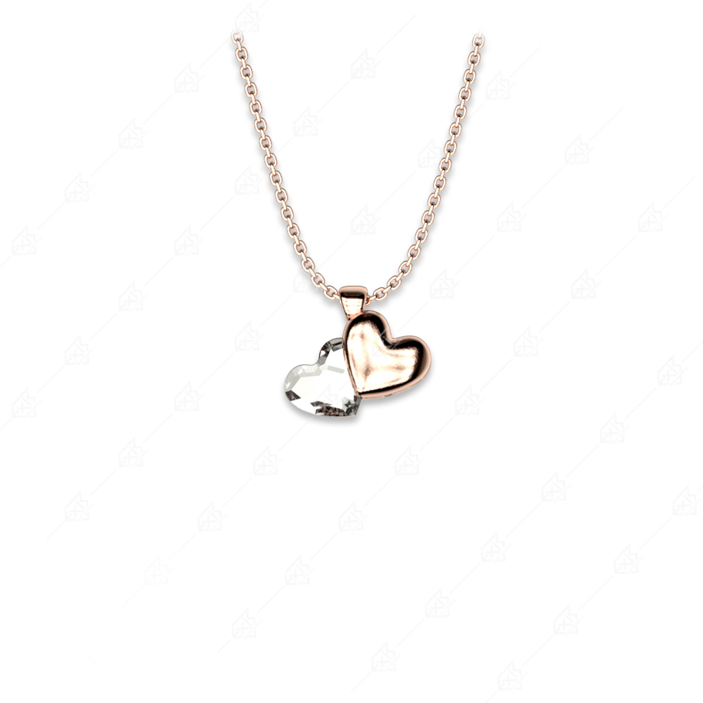 Necklace with two hearts 925 silver gold plated