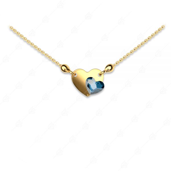 Double heart necklace silver 925 yellow gold plated