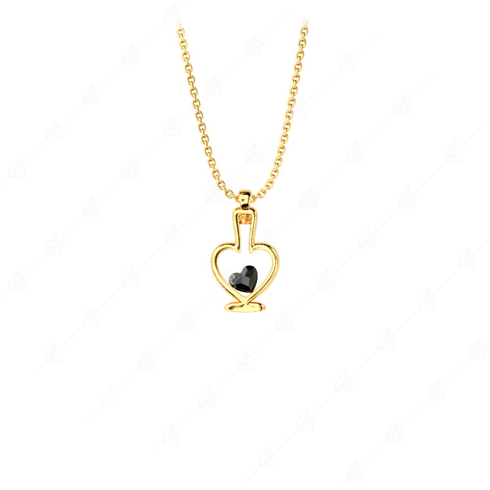 Necklace special bottle with silver heart 925 yellow gold plated