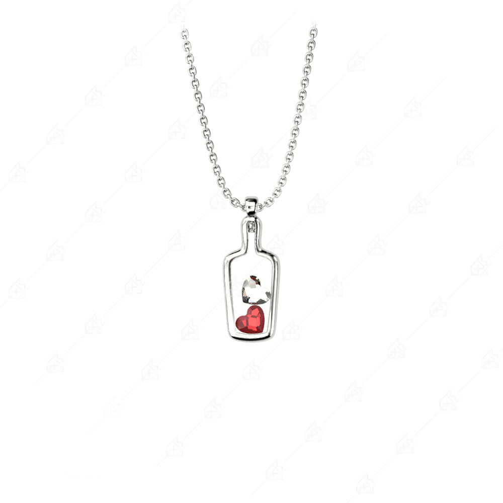Bottle necklace with two hearts 925 silver