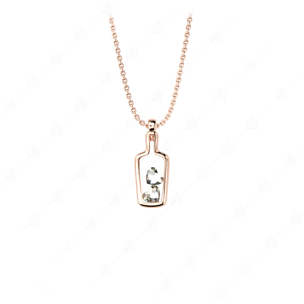 Bottle necklace with two hearts 925 silver gold plated