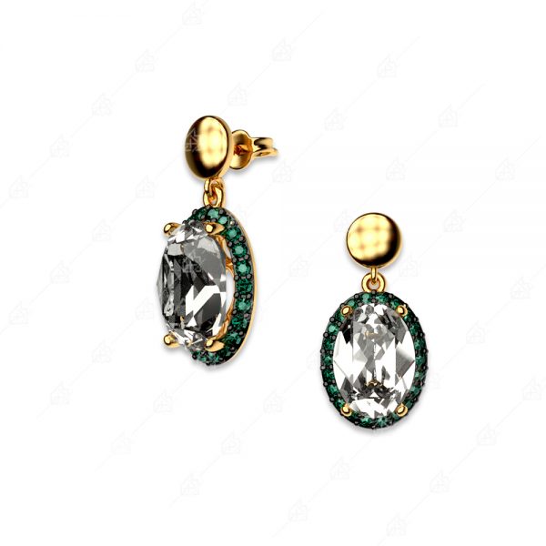Earrings oval silver 925 gold plated