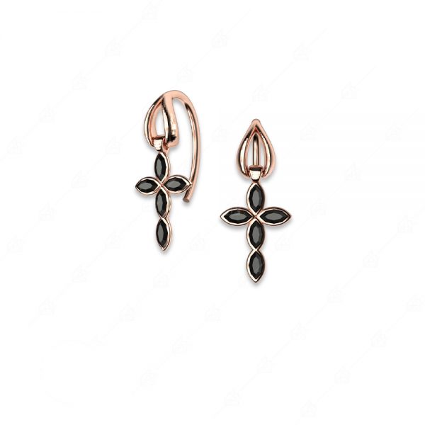Earrings crosses with black navy silver 925