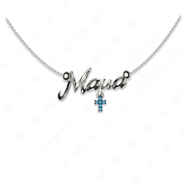 Mom necklace with turquoise silver cross 925