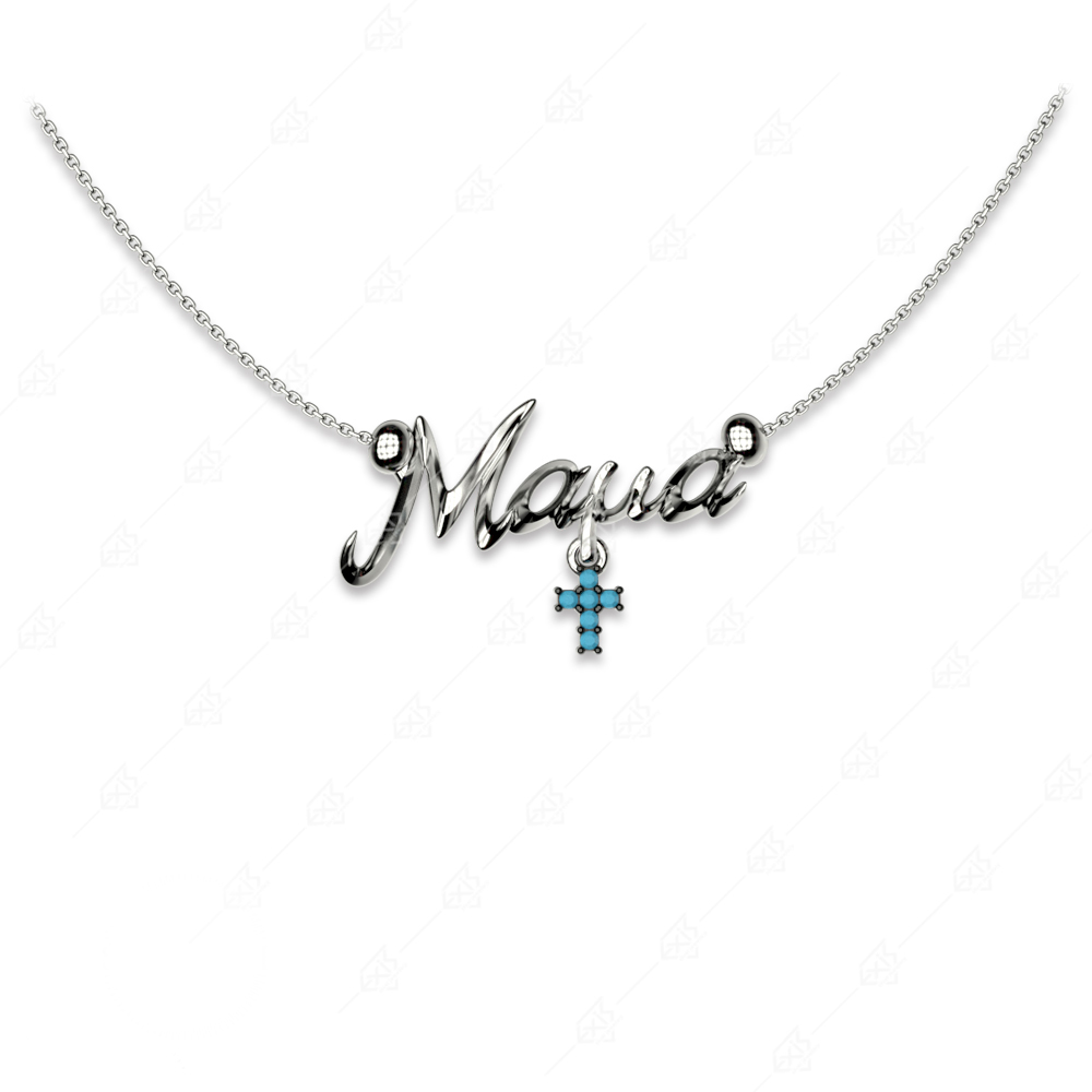 Mom necklace with turquoise silver cross 925