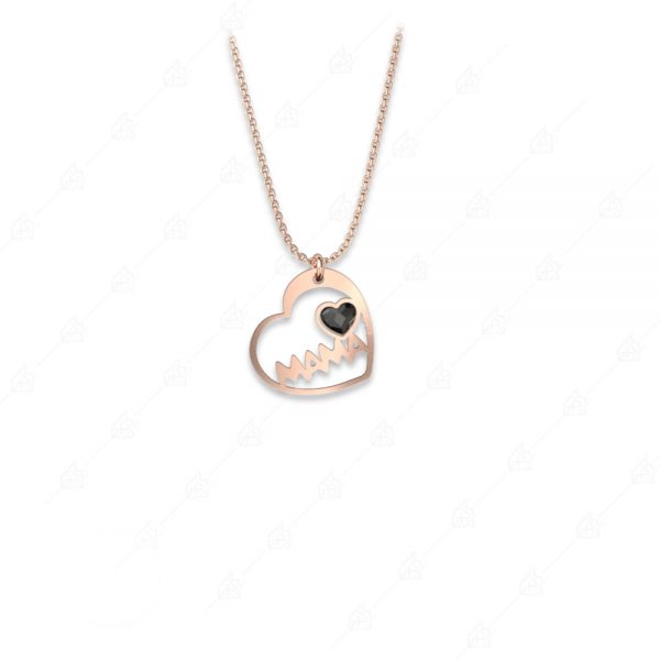 Mom necklace with silver heart 925 rose gold plated