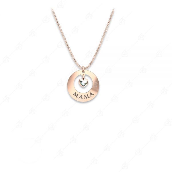 Necklace mom 925 silver gold plated with white heart