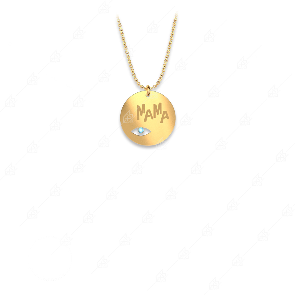 Round mom necklace with 925 silver gold plated gold eye