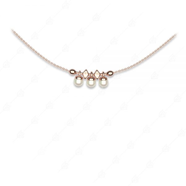 Elegant necklace with pearls silver 925 rose gold plated