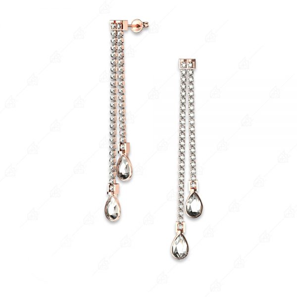 Elegant earrings with white tears 925 silver gold plated