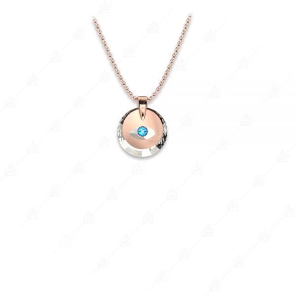 Eye necklace with round crystal silver 925 rose gold plated