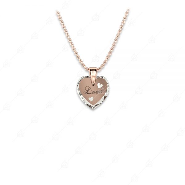 Love necklace with crystal heart 925 silver gold plated