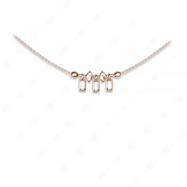 Elegant necklace with white sequins, silver 925 rose gold plated