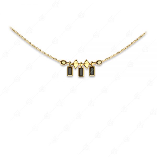Elegant necklace with black sequins silver 925 yellow gold plated
