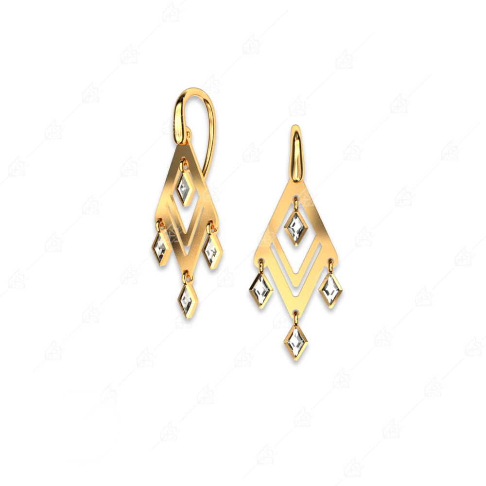 Special earrings with white diamonds 925 silver gold plated