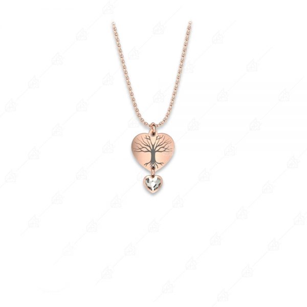 Heart necklace with tree of life silver 925 rose gold plated