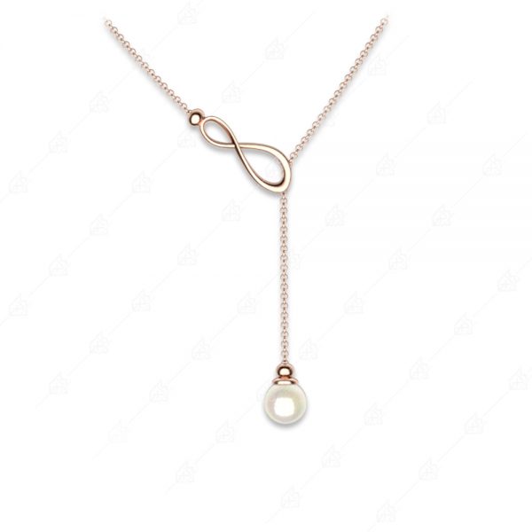 Special infinity necklace with silver pearl 925 rose gold plated
