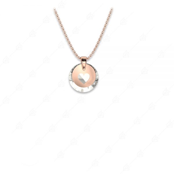 Round crystal necklace with 925 silver heart