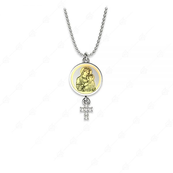 Virgin Mary necklace with silver cross 925