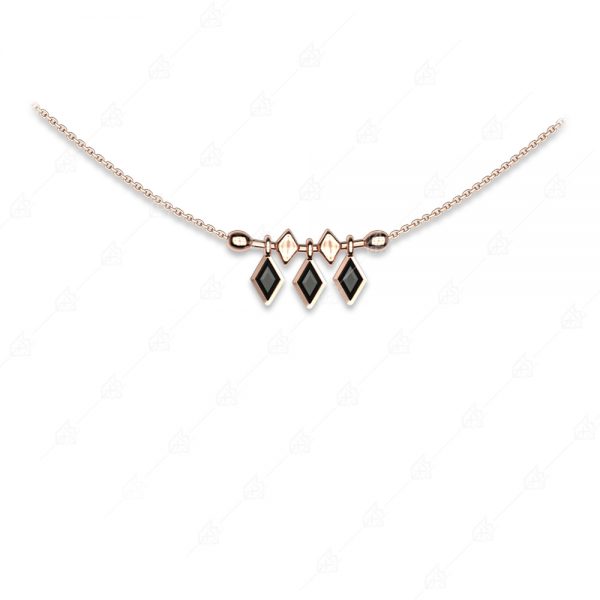 Elegant necklace with black diamonds 925 rose gold plated