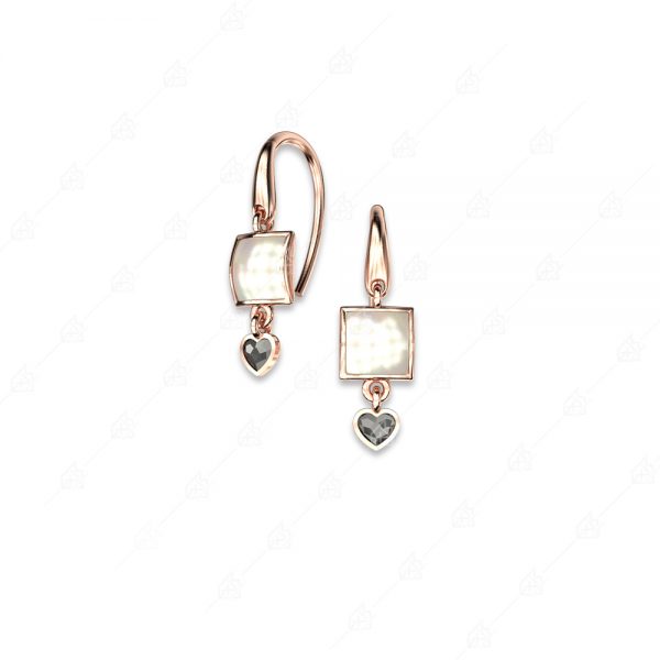 925 silver earrings with square pearl and heart